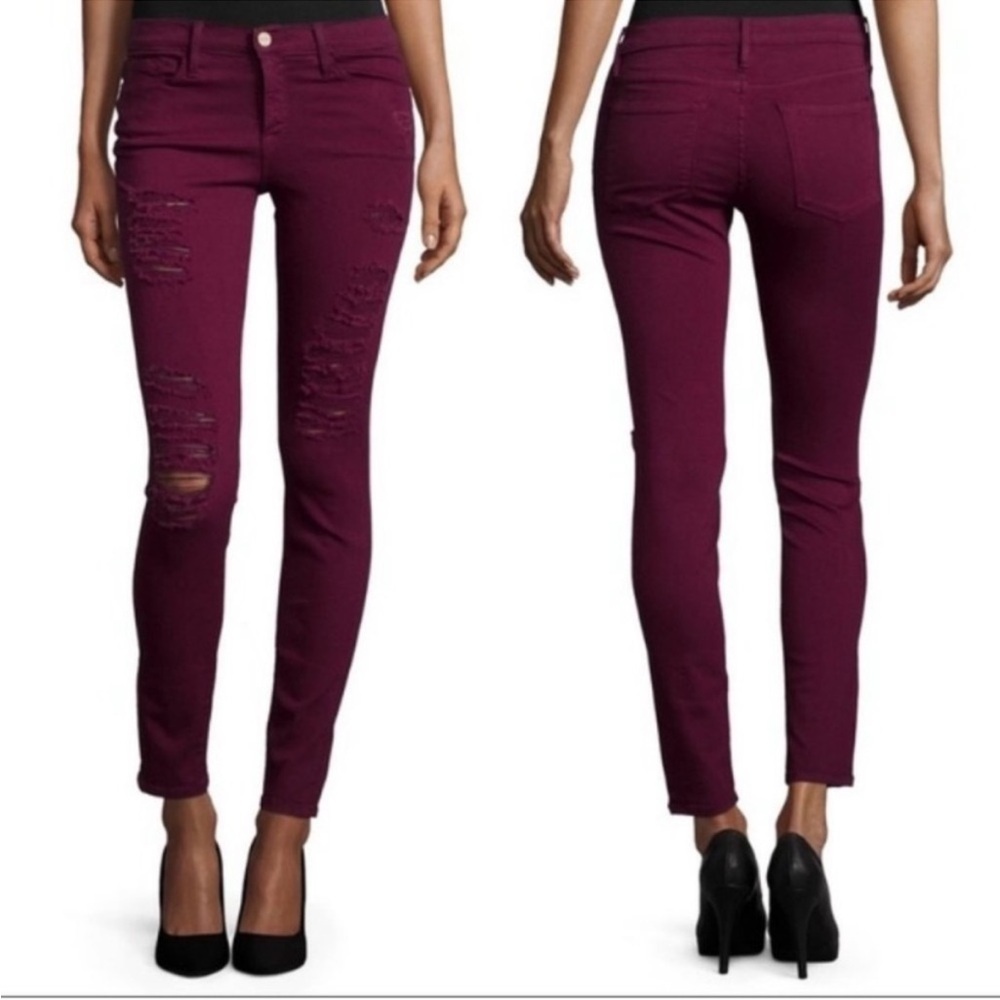 FRAME DENIM Maroon Distressed Pants, size 29